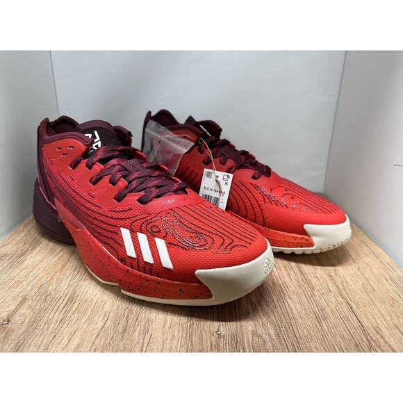 Adidas D.O.N. Issue 4 Mid Mens Basketball Shoes Red White HR0725 NEW Size 10.5 - Picture 1 of 5